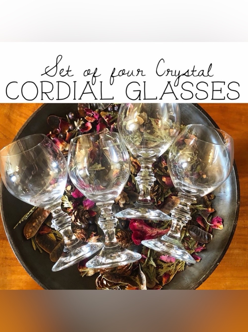 Set of Four Crystal Cordial Glasses